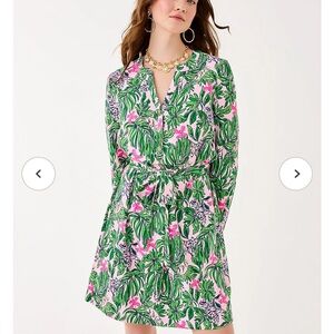 Lilly Pulitzer Roaring with Laughter Tropical Green and Pink Dress